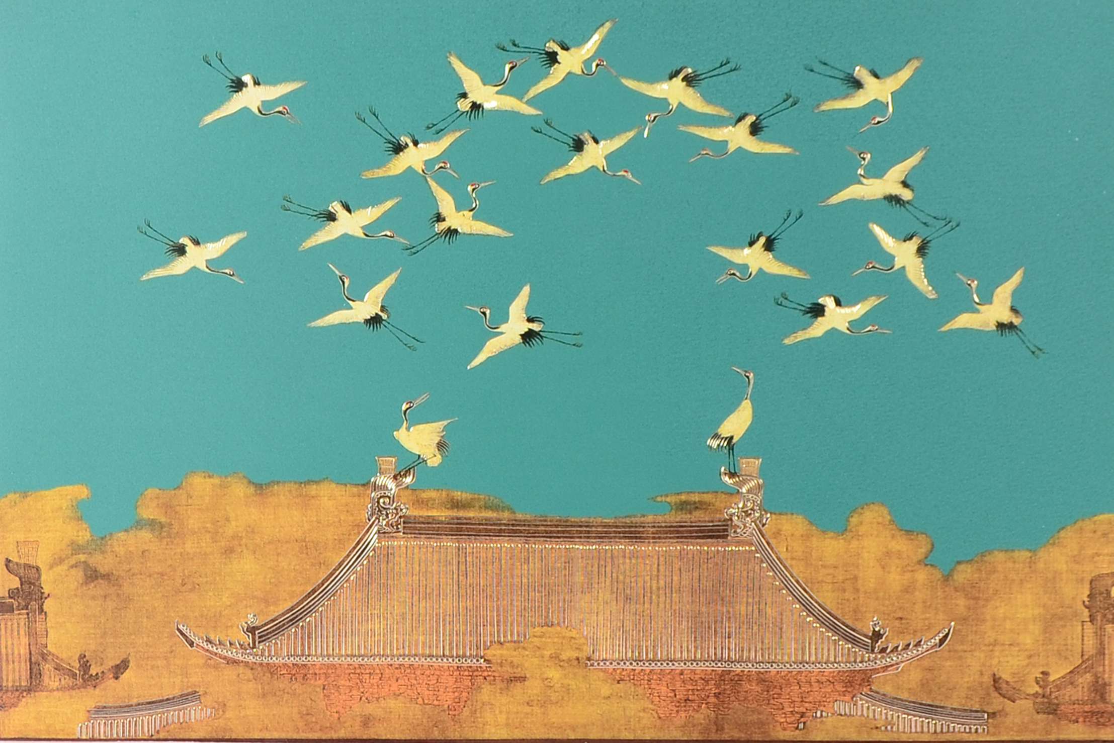 Bronze Carving Painting High-End Chinese Wind Rui He Figure Hand-Carved Specification drawing