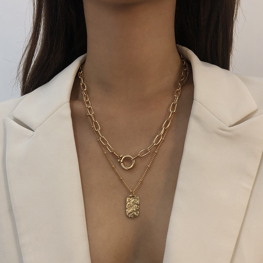 N7904 Cross-border bestseller, elegant collarbone chain, European and American geometric retro necklace, niche high-end sweater necklace detail image 8
