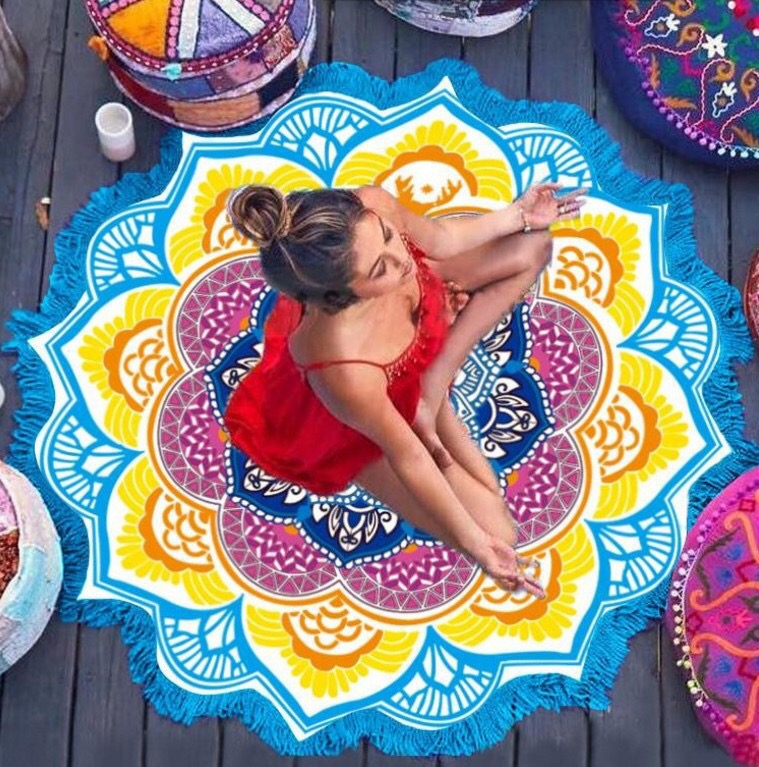 Beach towel, polyester round towel, irregular creative shape, bath towel for export to Europe and America, customizable 150*150cm, pizza, shark, avocado detail image 13