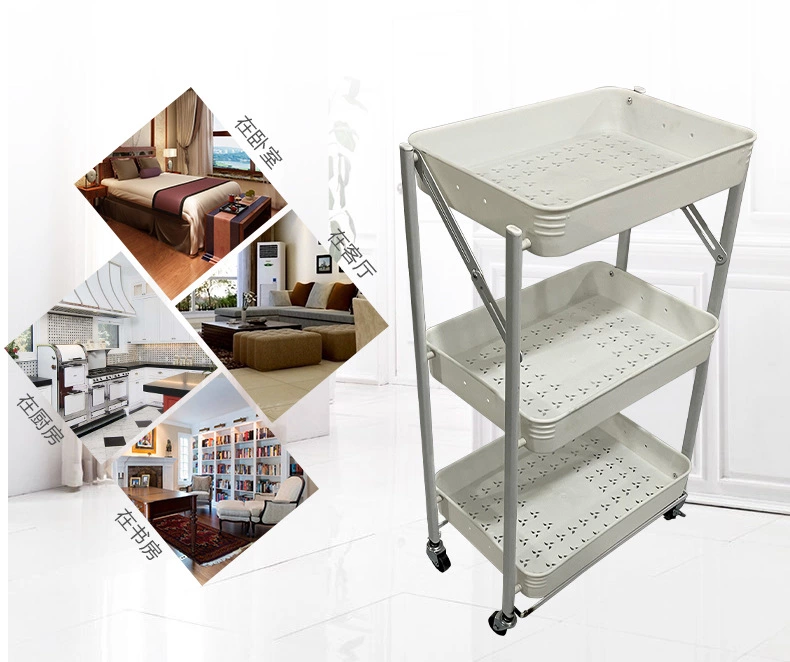 Free Installation Of Movable Folding Storage Rack Kitchen Living Room Bathroom Storage Rack Multi-Layer Trolley Storage Rack undefined