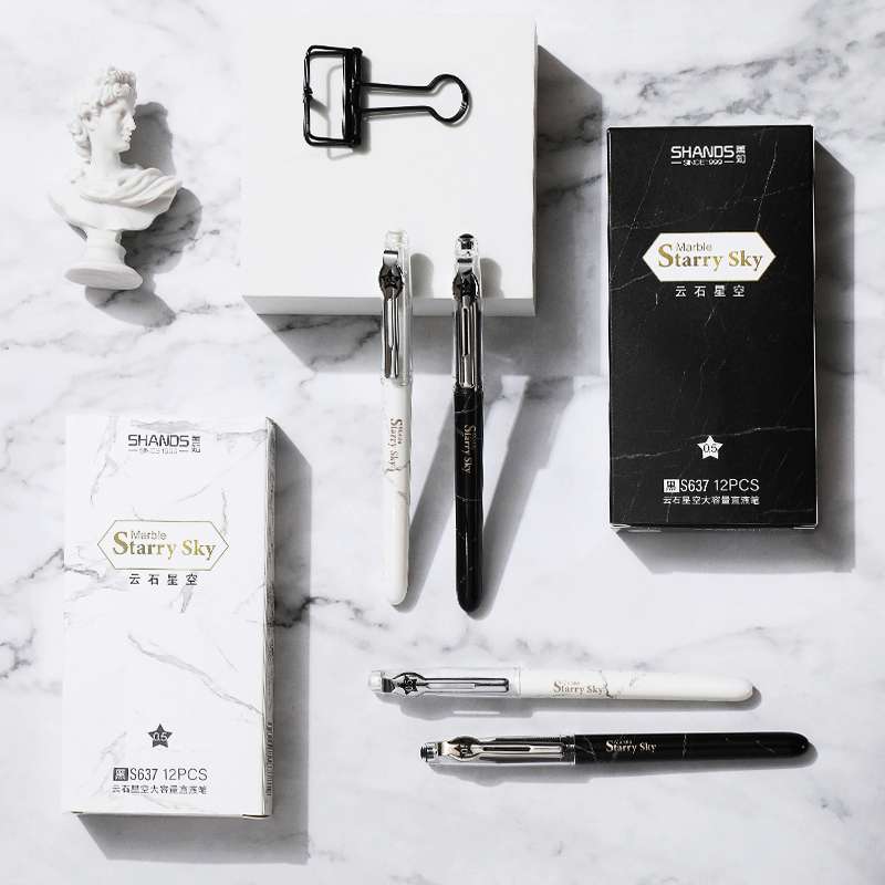 Senchi Box S637-12 Black Marble Straight Liquid Neutral Pen Specification drawing