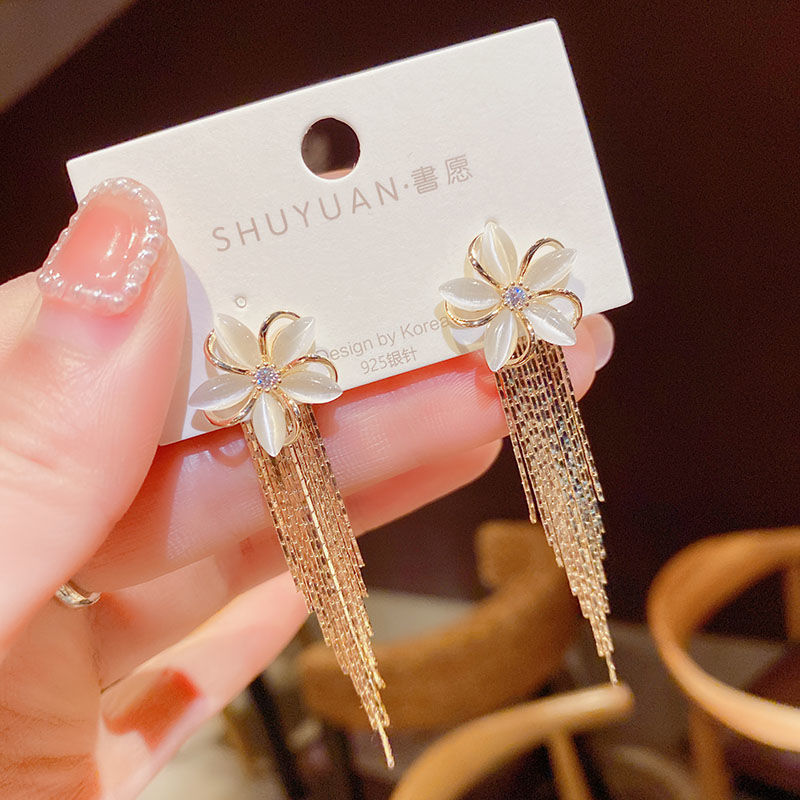 东大门时尚花朵流苏两戴耳环韩国气质网红百搭银针耳钉耳饰详情图4