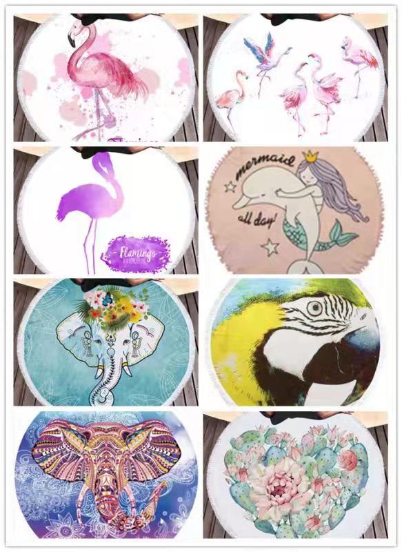 The round beach towel strap must feature a superfine fiber printed pattern, measuring 150*150cm by the seaside. Customized customer patterns are available detail image 10