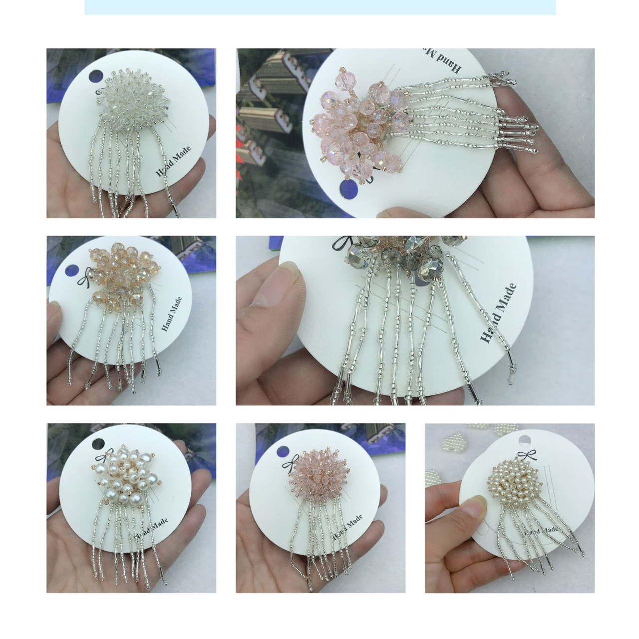 Pearl crystal two-color starry sky pendant, DIY duck clip earrings, brooch accessories, shoes and clothing accessories