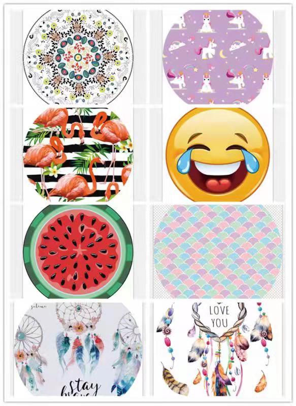 The round beach towel strap must feature a superfine fiber printed pattern, measuring 150*150cm by the seaside. Customized customer patterns are available detail image 11