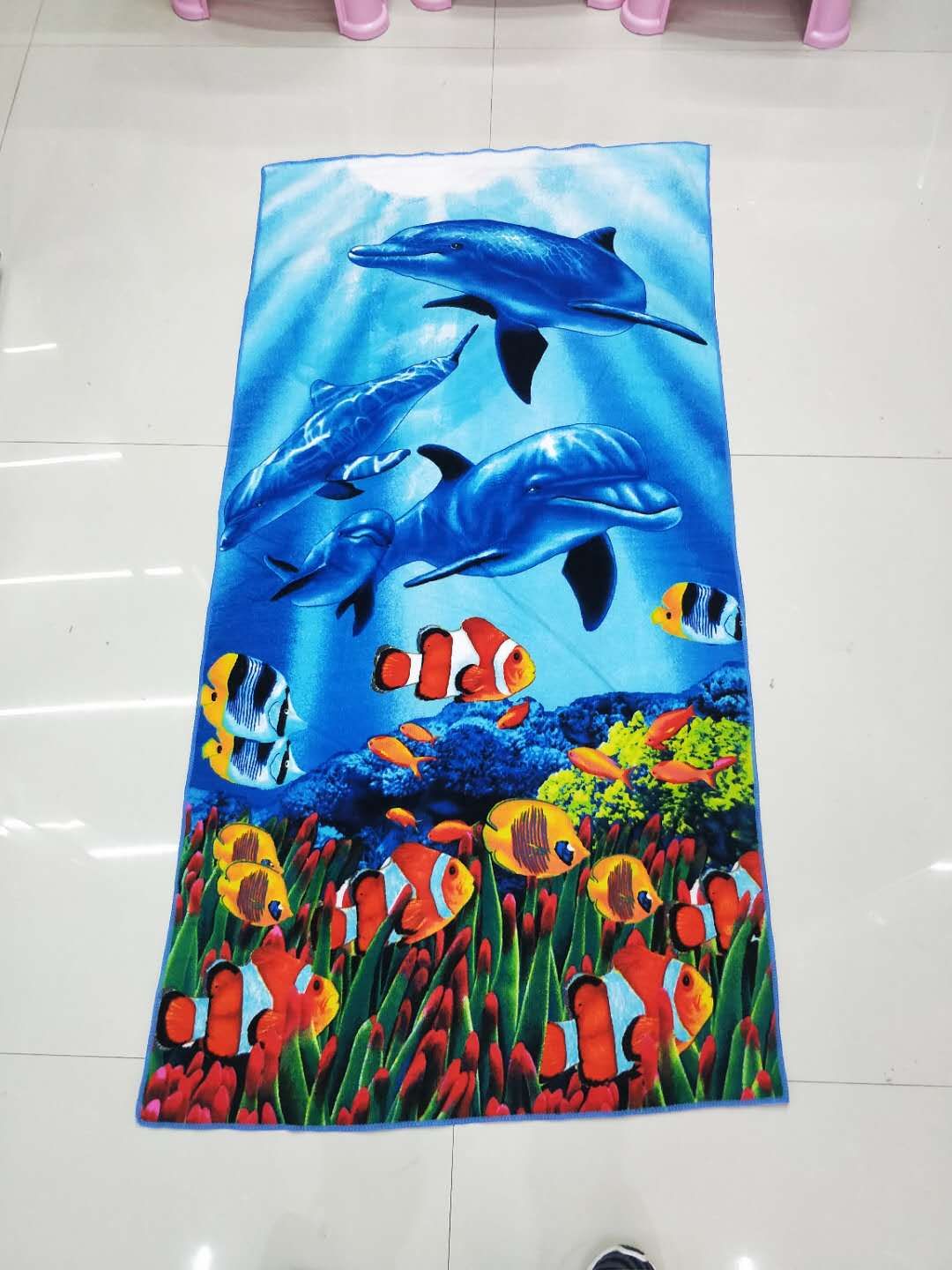 Beach towel with ultra-fine fiber printed pattern, 70*140cm by the seaside, customizable customer pattern 230gsm reactive printed bath towel detail image 11