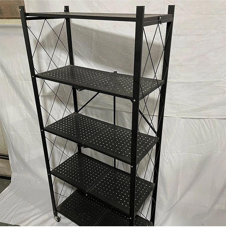 No Installation Multi-Purpose Folding Floor Storage Rack Sundries Rack Kitchen Microwave Storage Rack Foldable Storage Rack Application Scenario
