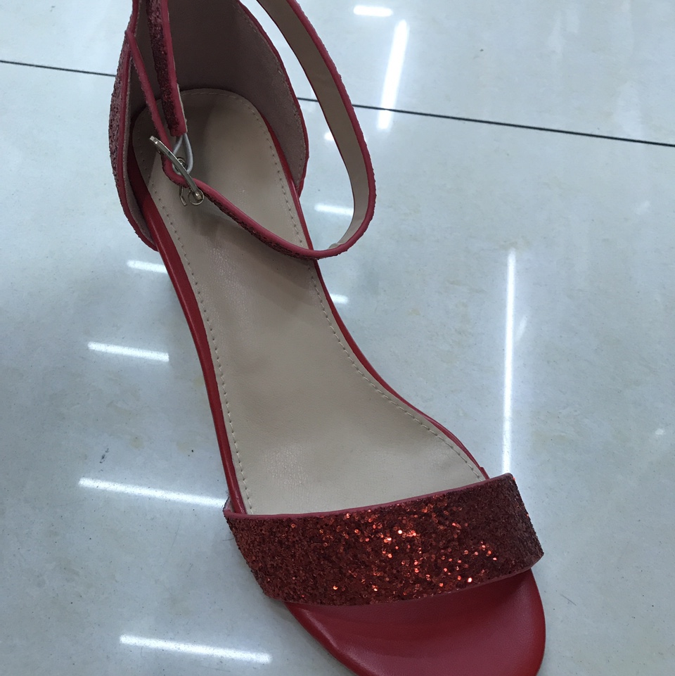 Sequined low-heeled sandals