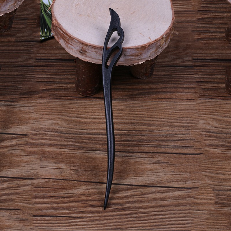 厂家直销手工雕刻优质发簪子批发复古风黑檀木盘发钗饰头饰品步摇 详情图3