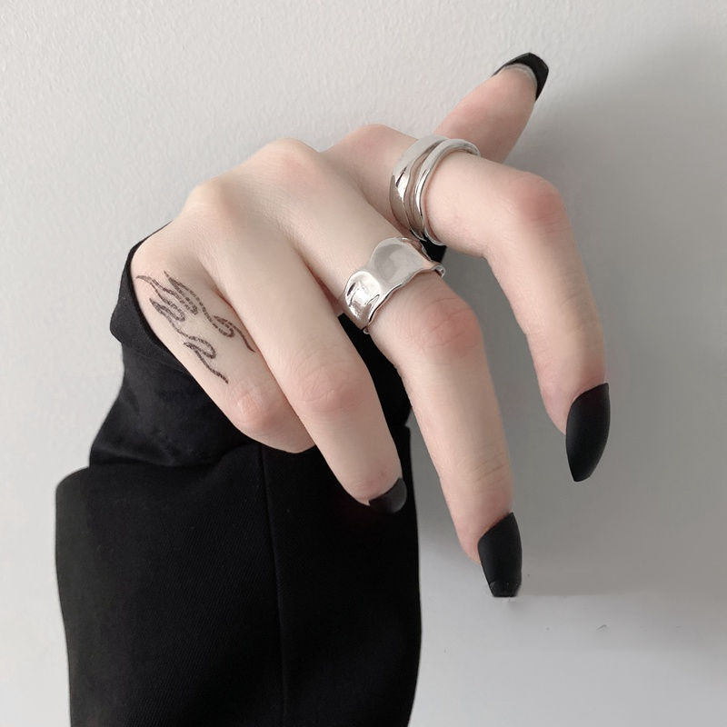7 - Ring female cold wind fashion personality ins trend students simple temperament net red fold wearing cat's eye food ring
