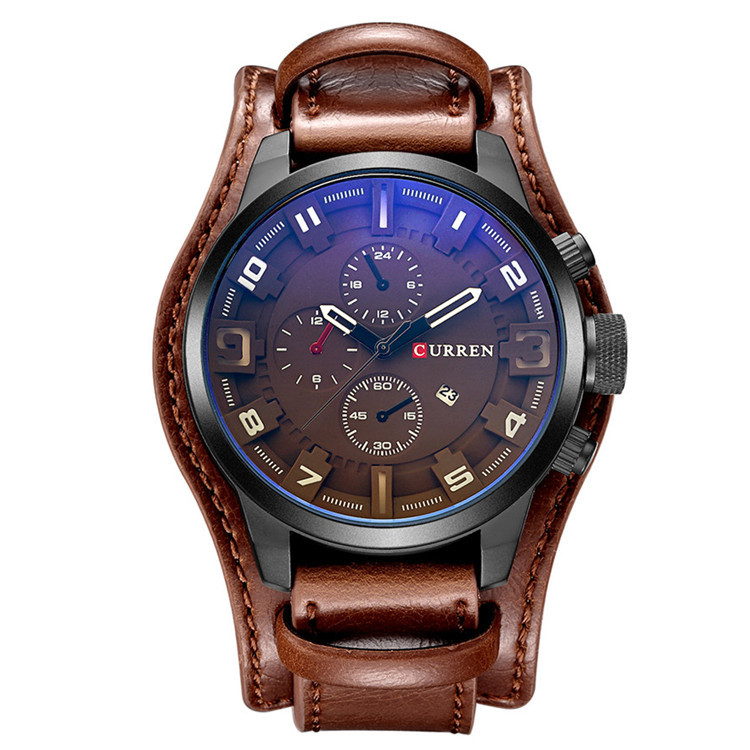 CURREN/ Karen 8225 Men's large leather strap sports watch is a popular product in Europe and America and a bestseller on cross-border e-commerce platforms for men Item Picture