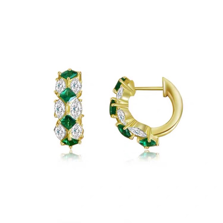 Green and white ear buckles, 5 retro, unique, long, super sparkling zircon, ethnic style, versatile, tassel, seven-color earrings, copper earrings, Yiwu zircon