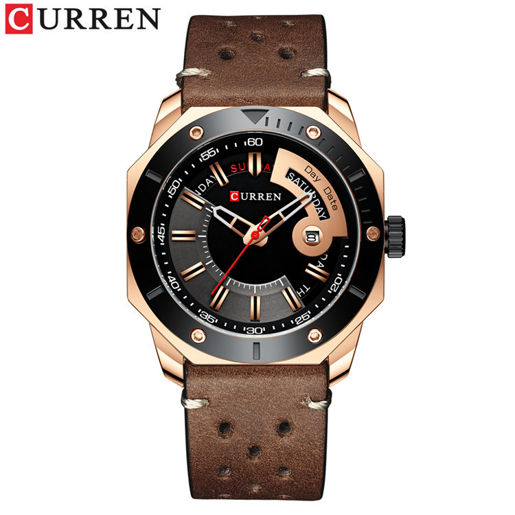 CURREN/卡瑞恩 新款8344皮带款六针计时手表男表多功能手表防水