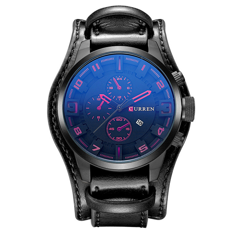 CURREN/ Karen 8225 Men's large leather strap sports watch is a popular product in Europe and America and a bestseller on cross-border e-commerce platforms for men details Picture