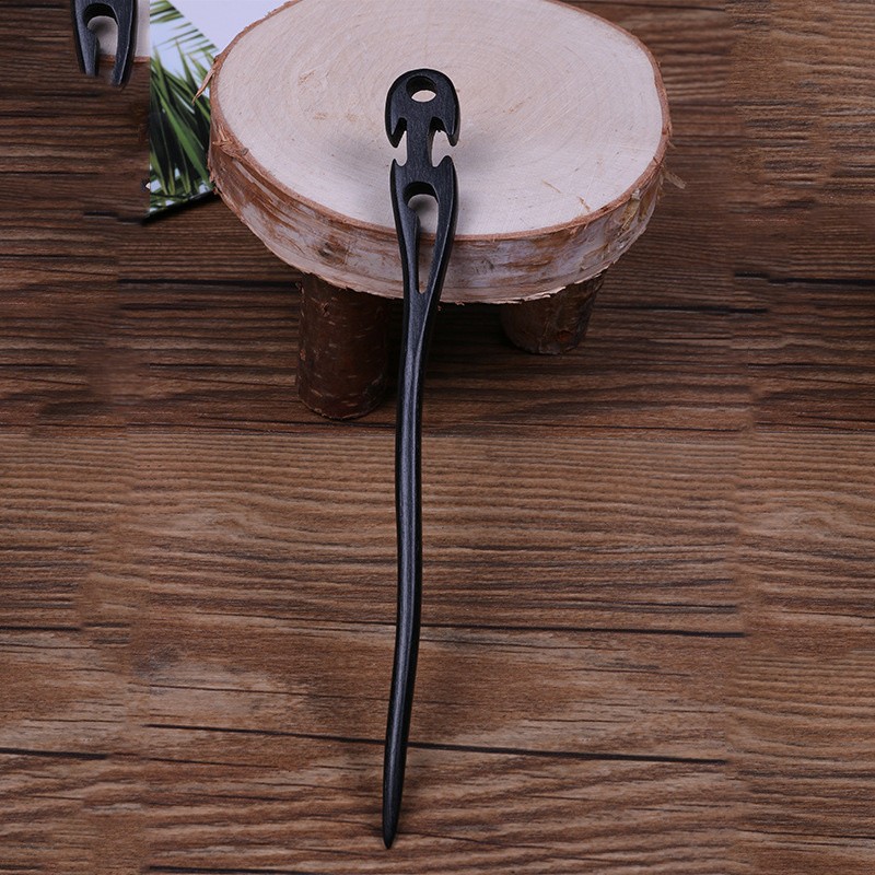 厂家直销手工雕刻优质发簪子批发复古风黑檀木盘发钗饰头饰品步摇 详情图4