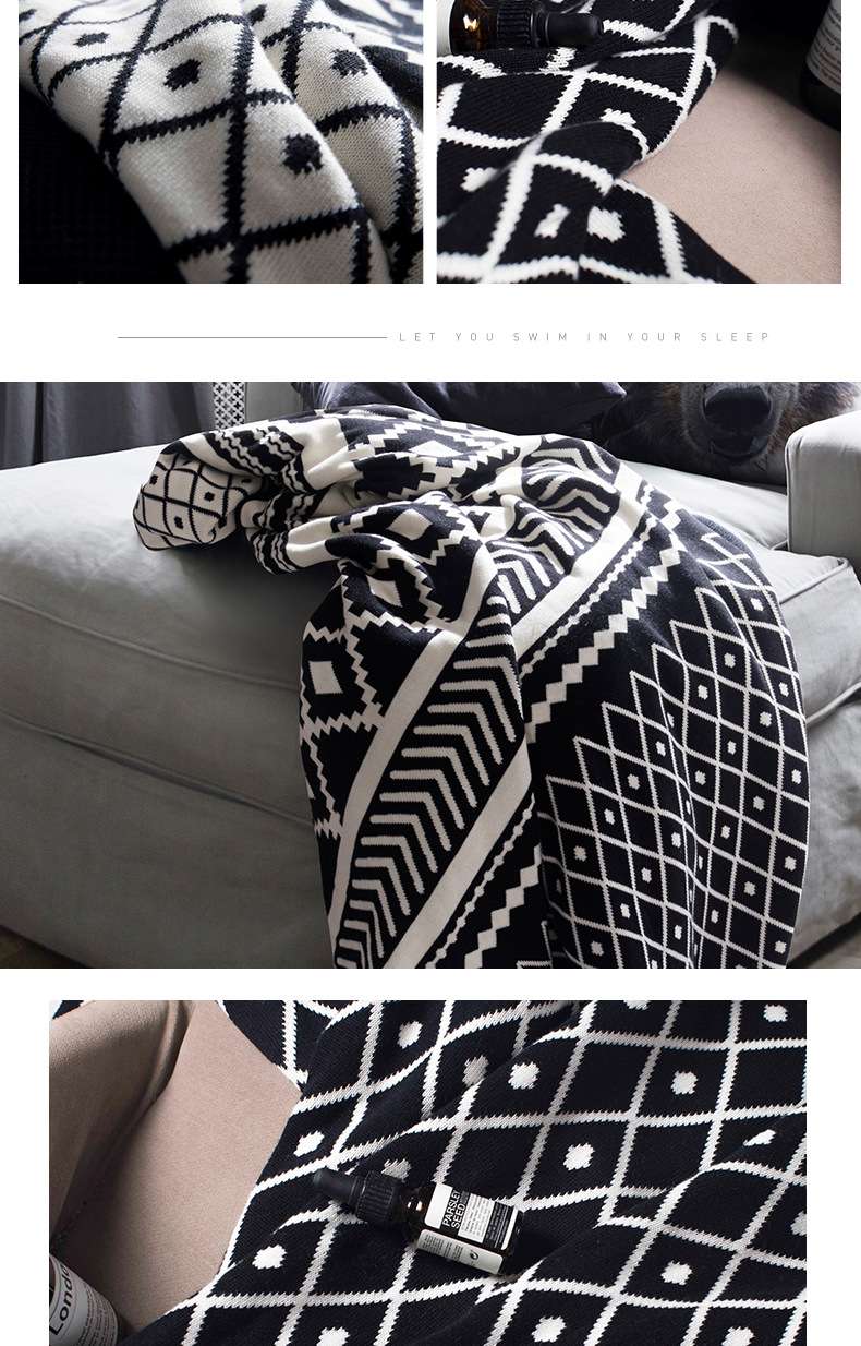 午睡毯全棉北欧亚马逊针织线毯blanket沙发搭毯摄影毛毯子130*180cm详情图9