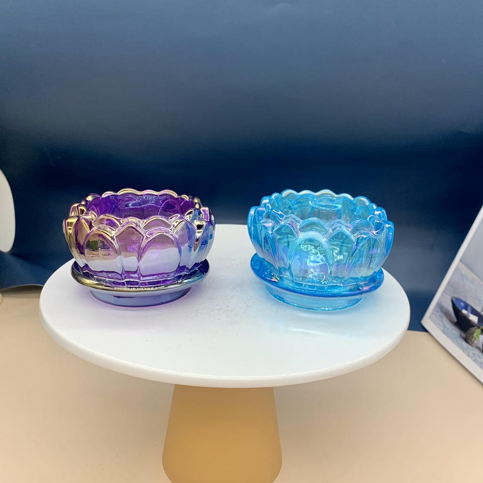 Buddhist glass candle holder decoration 9265