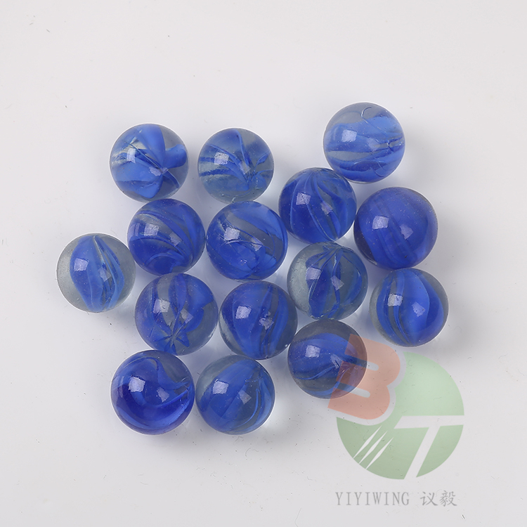 100粒14mm透明蓝色花瓣玻璃球 1.4cm彩色兰花片玻璃弹珠 1.4厘米蓝八瓣实心圆球 鱼缸装饰 玩具配件