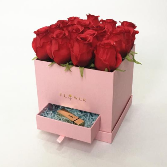 Gold Gift Box Creative Drawer With Hot Gold Flower Gift Box Mr. Lion Two-Piece Cylinder Cuddle Bucket Flower Box Bouquet Packaging Gift Box