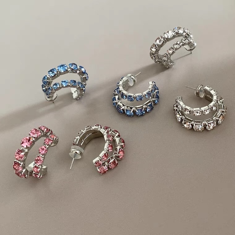Multi-color ear buckles, retro and unique, long super flash zircon, ethnic style, versatile tassels, seven-color earrings, copper earrings, Yiwu zircon details Picture