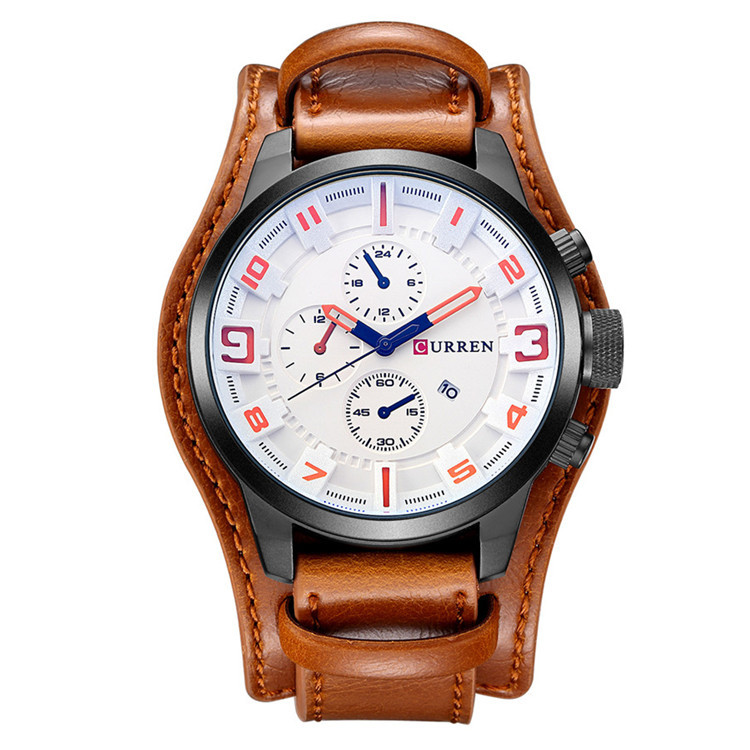CURREN/ Karen 8225 Men's large leather strap sports watch is a popular product in Europe and America and a bestseller on cross-border e-commerce platforms for men