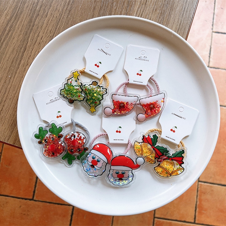 Quicksand Children's Christmas hairpin Cute full pack cloth hairpin kids Glitter baby safe hair 12
