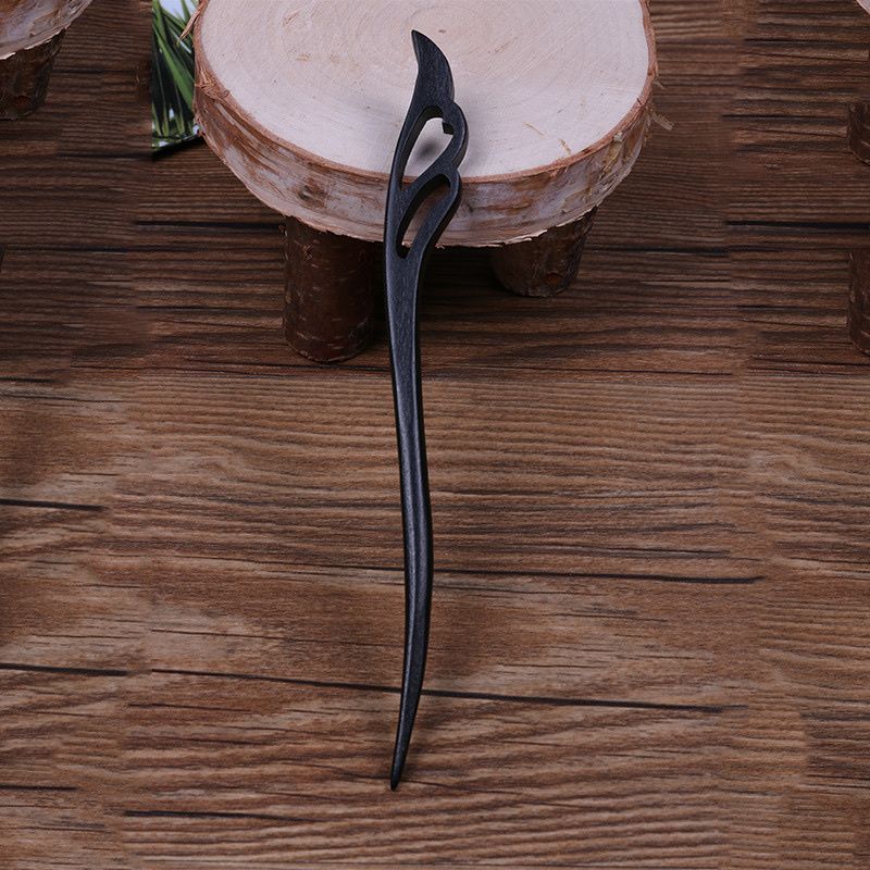 厂家直销手工雕刻优质发簪子批发复古风黑檀木盘发钗饰头饰品步摇 细节图