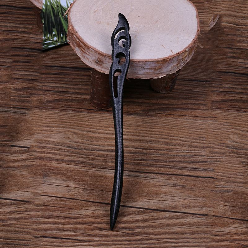 厂家直销手工雕刻优质发簪子批发复古风黑檀木盘发钗饰头饰品步摇 产品图