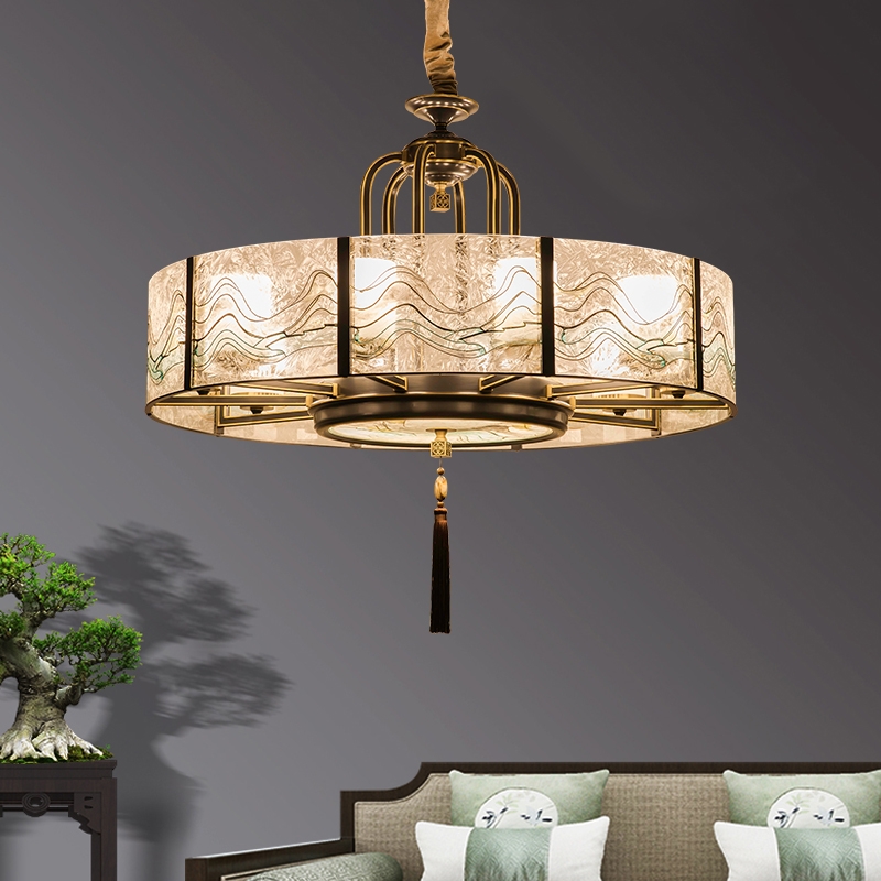Hublot iluminación de cobre completo nuevo China candelabro villa hotel sala de estar lámpara comedor moderno y simple atmósfera viento chino lámpara