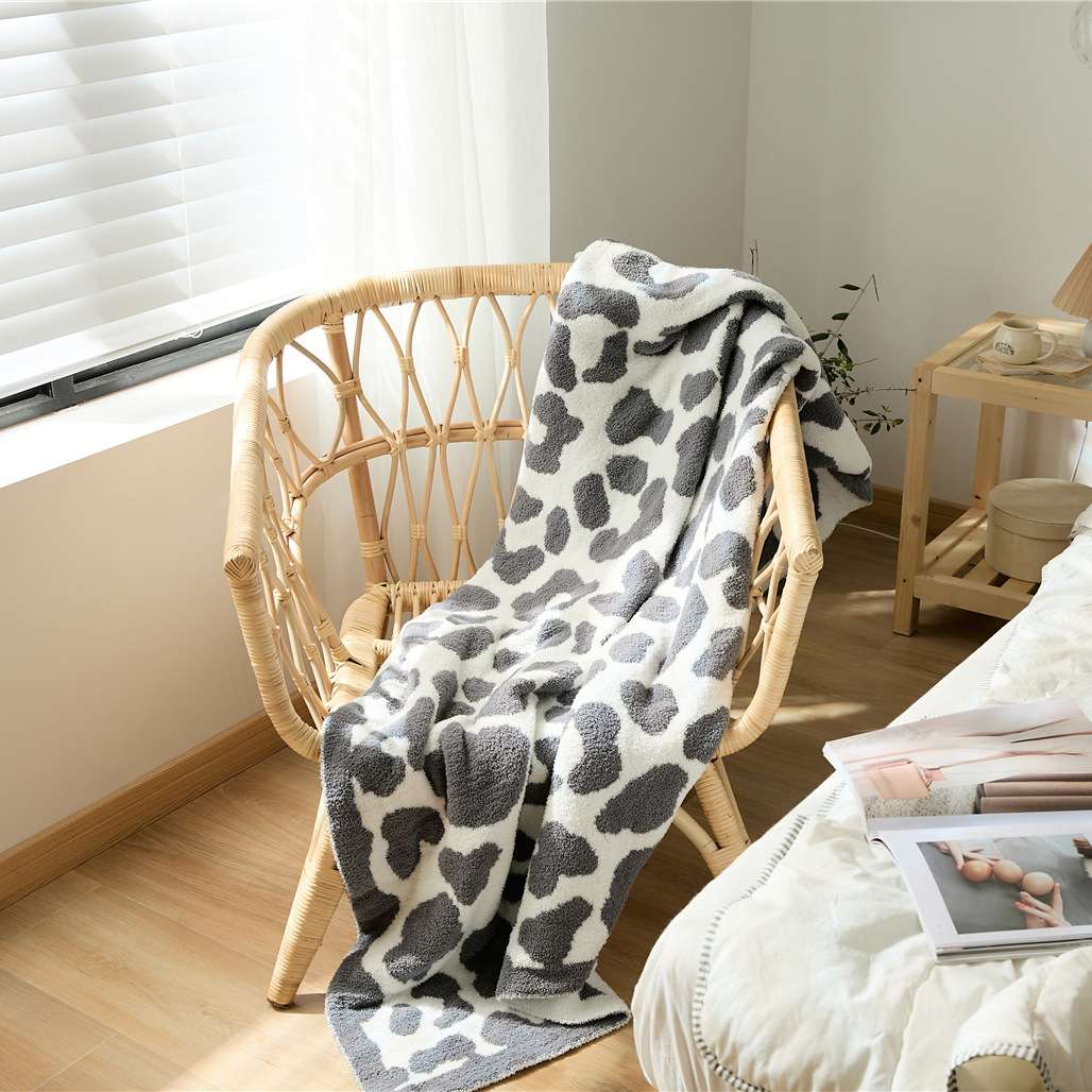 Nap blanket, half fleece soft and fluffy, leopard print blanket, wool blanket, sofa cover blanket, soft furnishing matching carpet, 130*160cm detail image 1