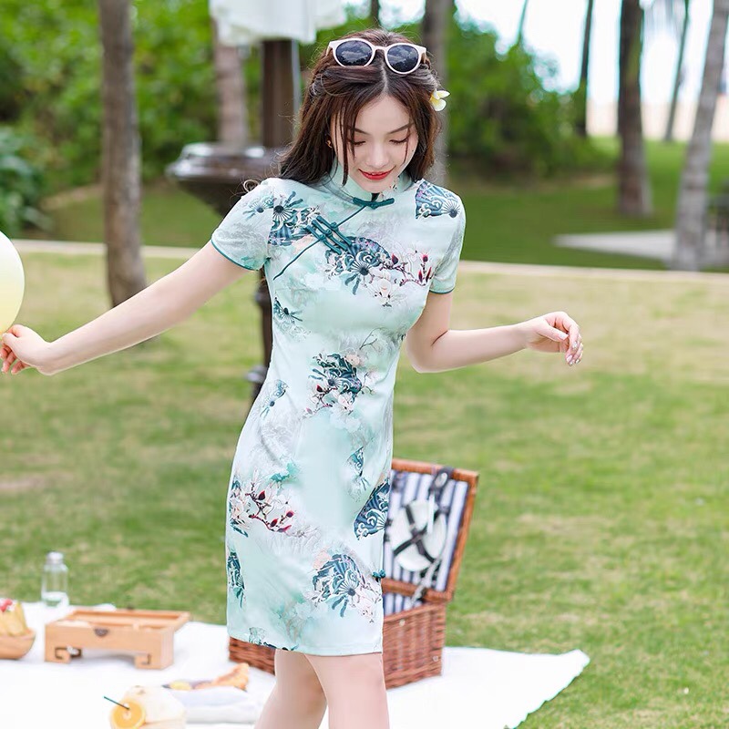 女装152021年夏季新款日常可穿民国风少女年轻款连衣裙中长款清新百搭休闲图