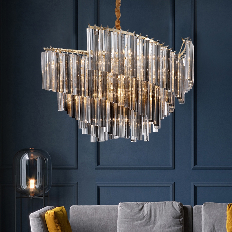 Light luxury crystal chandelier, living room, postmodern simplicity, individuality, internet-famous villa, duplex, bedroom, dining room, Nordic lamps
