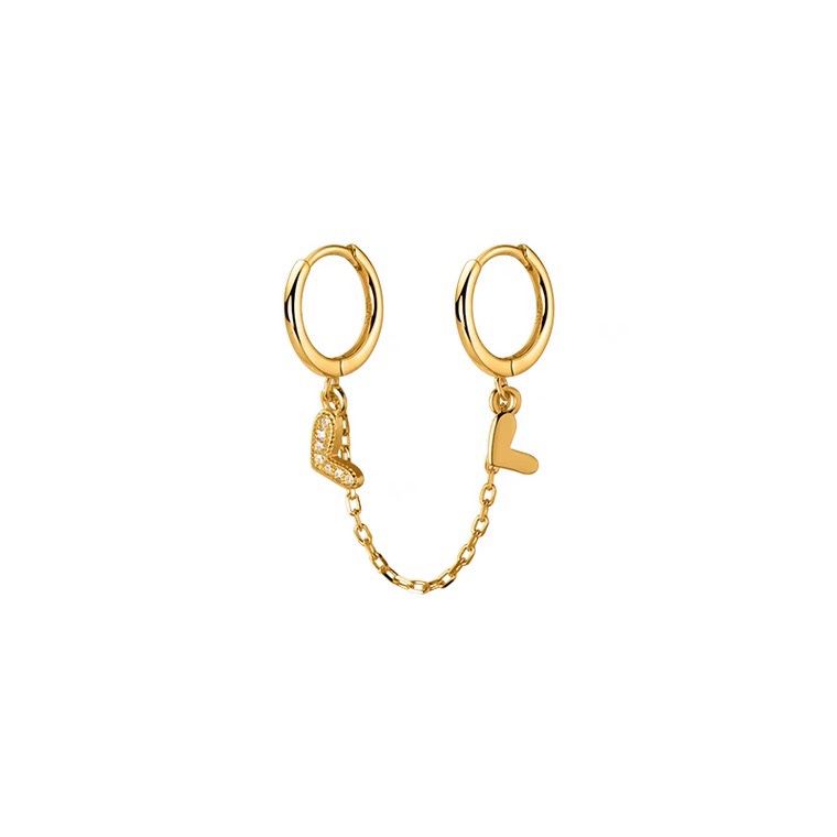 Double heart-shaped ear buckles, retro and unique, long super sparkling zircon, ethnic style, versatile, tassel, seven-color earrings, copper earrings, Yiwu zircon