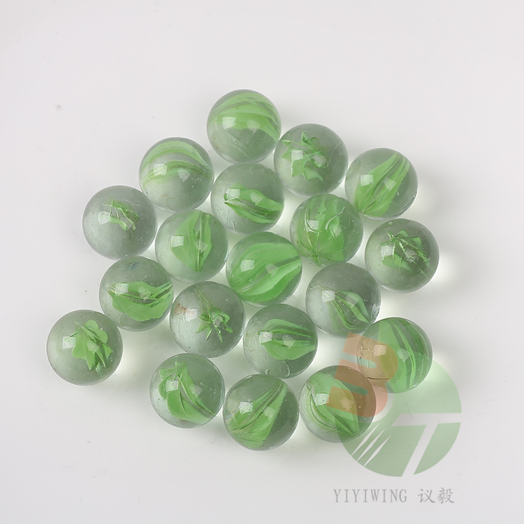 100粒16mm彩色透明绿花瓣玻璃球 1.6cm绿色花片玻璃弹珠 1.6厘米实心圆球 鱼缸装饰 玩具配件棋子游戏蛋子