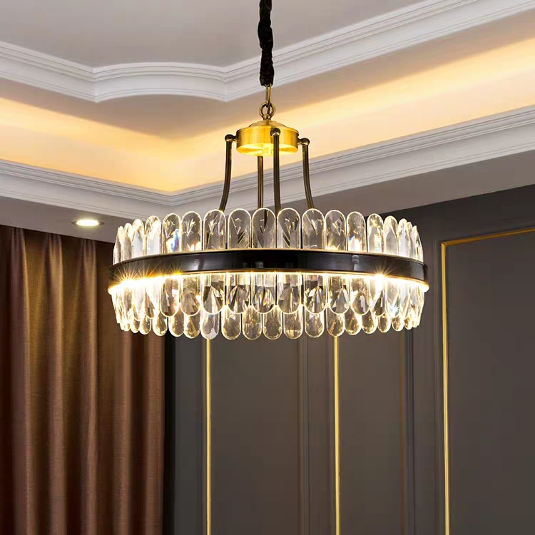 2021 new all-copper light luxury chandelier and crystal lamp, living room, dining room and bedroom lighting fixtures, postmodern simplicity, Hong Kong-style villa, high-end