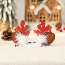 圣诞节发夹森系可爱小鹿角头饰仙女发卡子发箍对夹发饰品麋鹿夹子红色