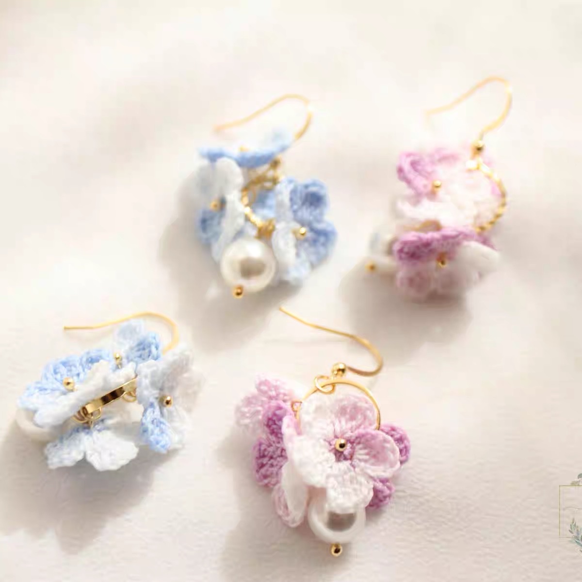 Piece-dyed wool flower patchwork flower 🌺 design simple vacation earrings in the tube Application Scenario
