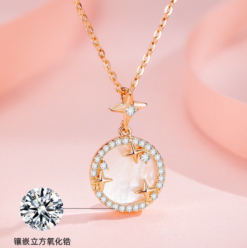 Pink starry sky necklace