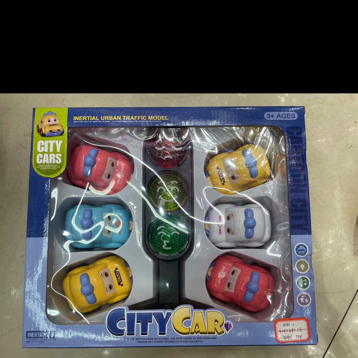 6180-1卡通图案回力车一盒6只装金鼎玩具