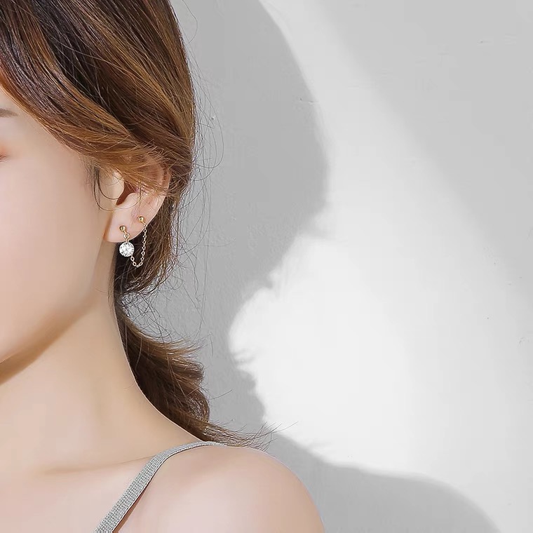 Zircon chain earrings 3, retro and unique, long, super sparkling Zircon, ethnic style, versatile, tassel, seven-color earrings, copper earrings, Yiwu Zircon