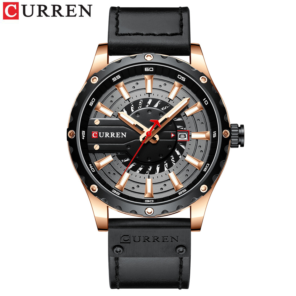 CURREN/ Karen's new 8374 leather strap chronograph men's watch is a fashionable and casual timepiece Application Scenario