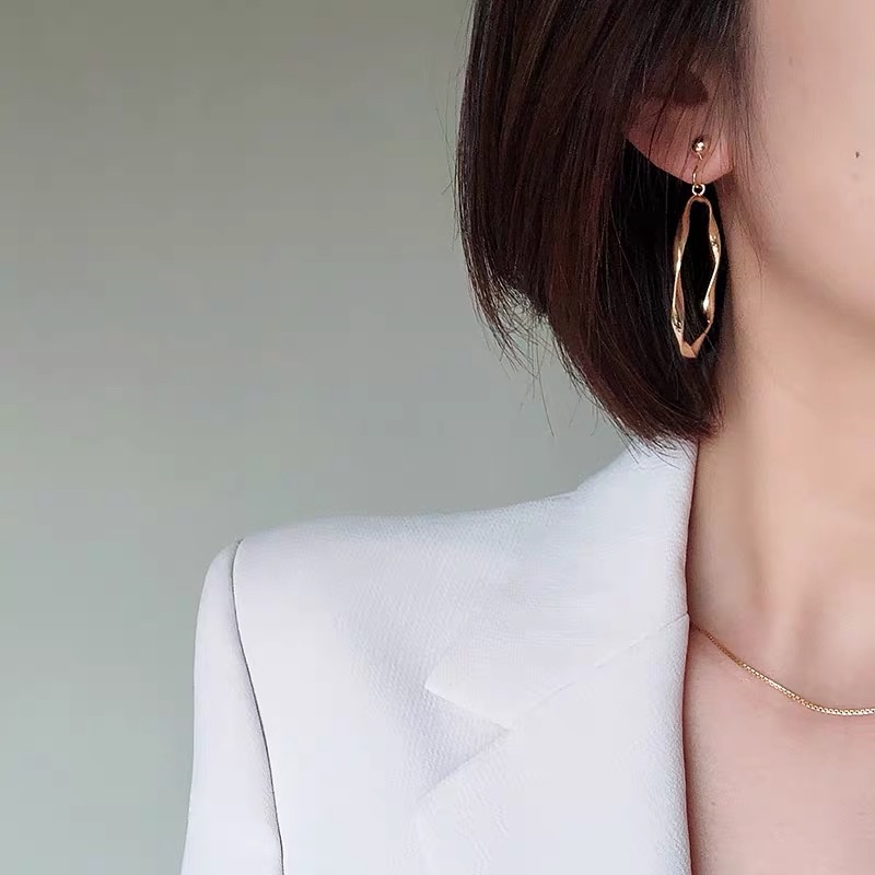 Large circle earrings, no ear piercings, circular earrings to show off the face, small circle earrings for elegant women, summer style, Jieya steel jewelry detail image 3