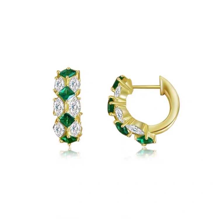 Green and white ear buckles, 5 retro, unique, long, super sparkling zircon, ethnic style, versatile, tassel, seven-color earrings, copper earrings, Yiwu zircon details Picture