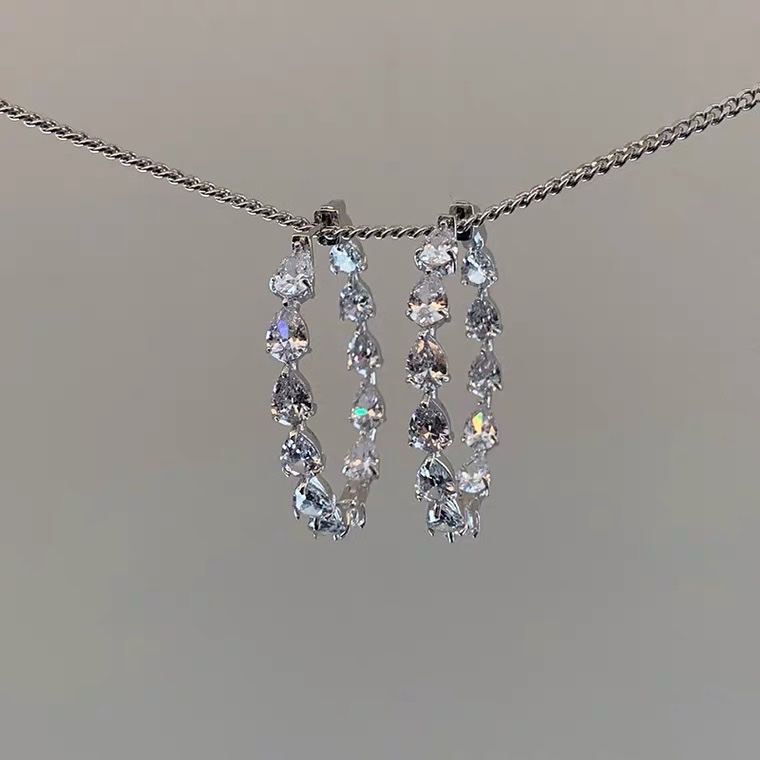 Retro and unique long, super flash zircon, ethnic style, versatile, tassel, seven-color earrings, copper earrings, Yiwu zircon details Picture