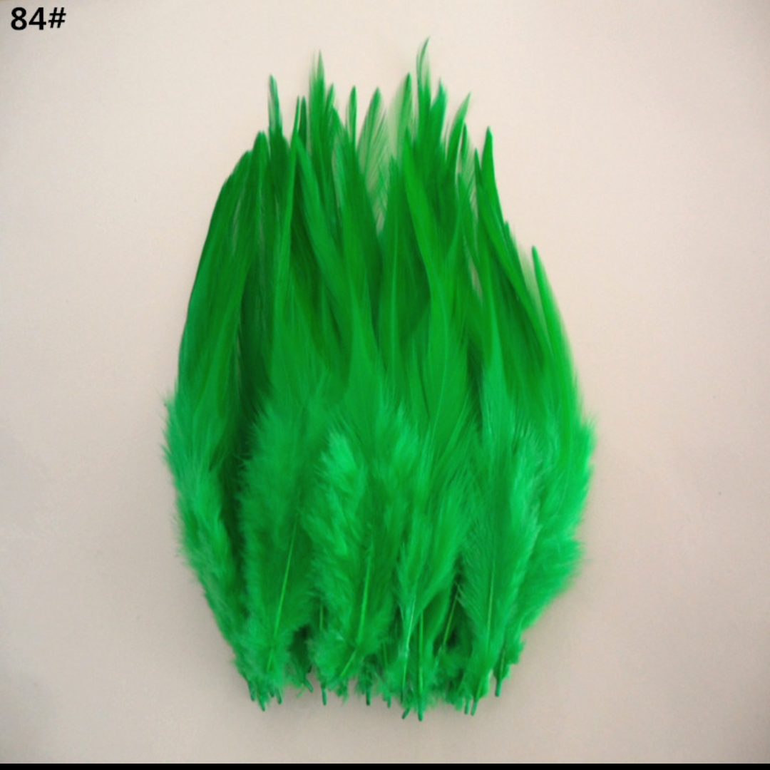 Chicken feathers white tip 3-4 inches green