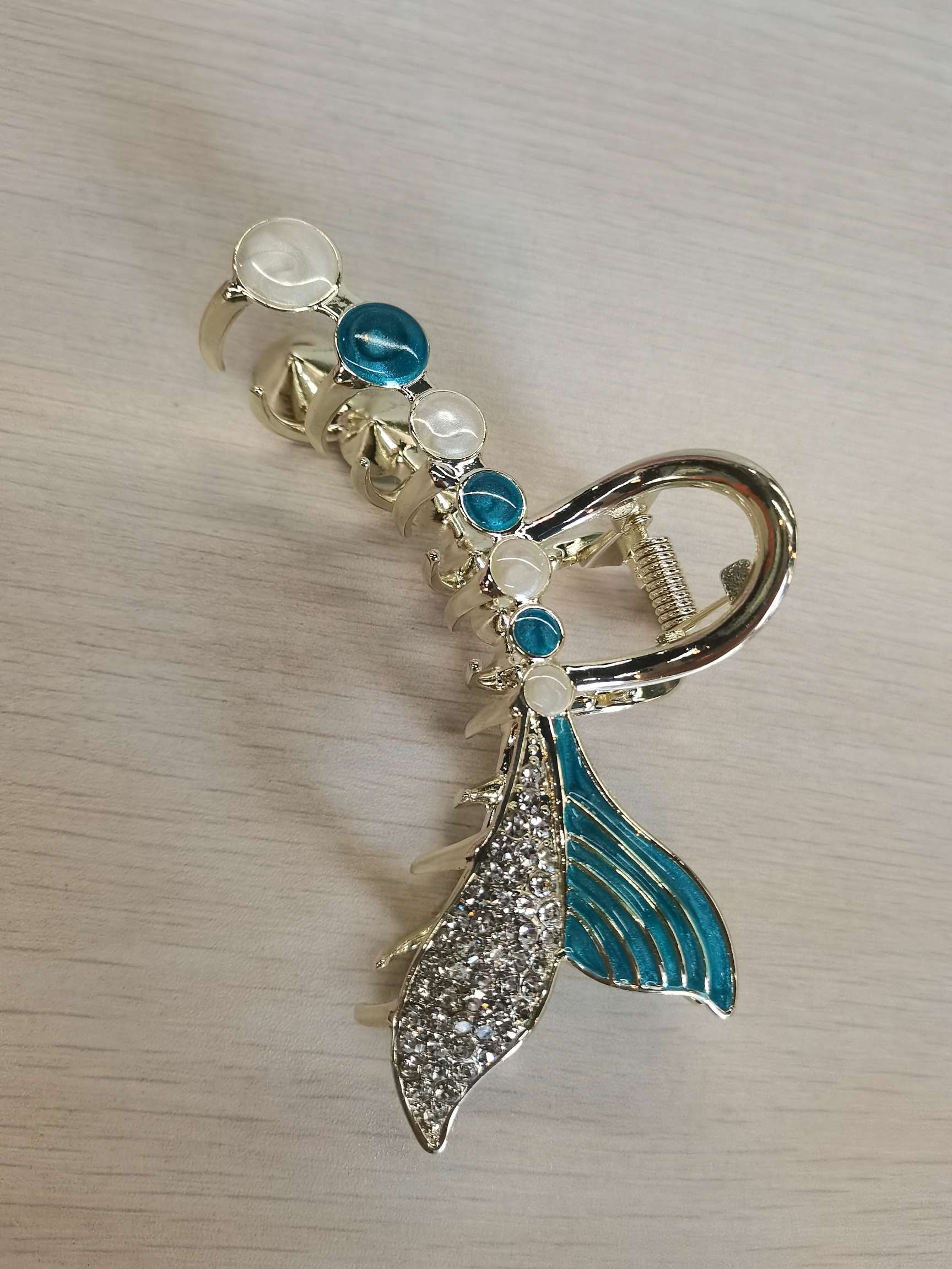 2021 Fashion rhinestone colored fishtail hairpin Back clip Specification image