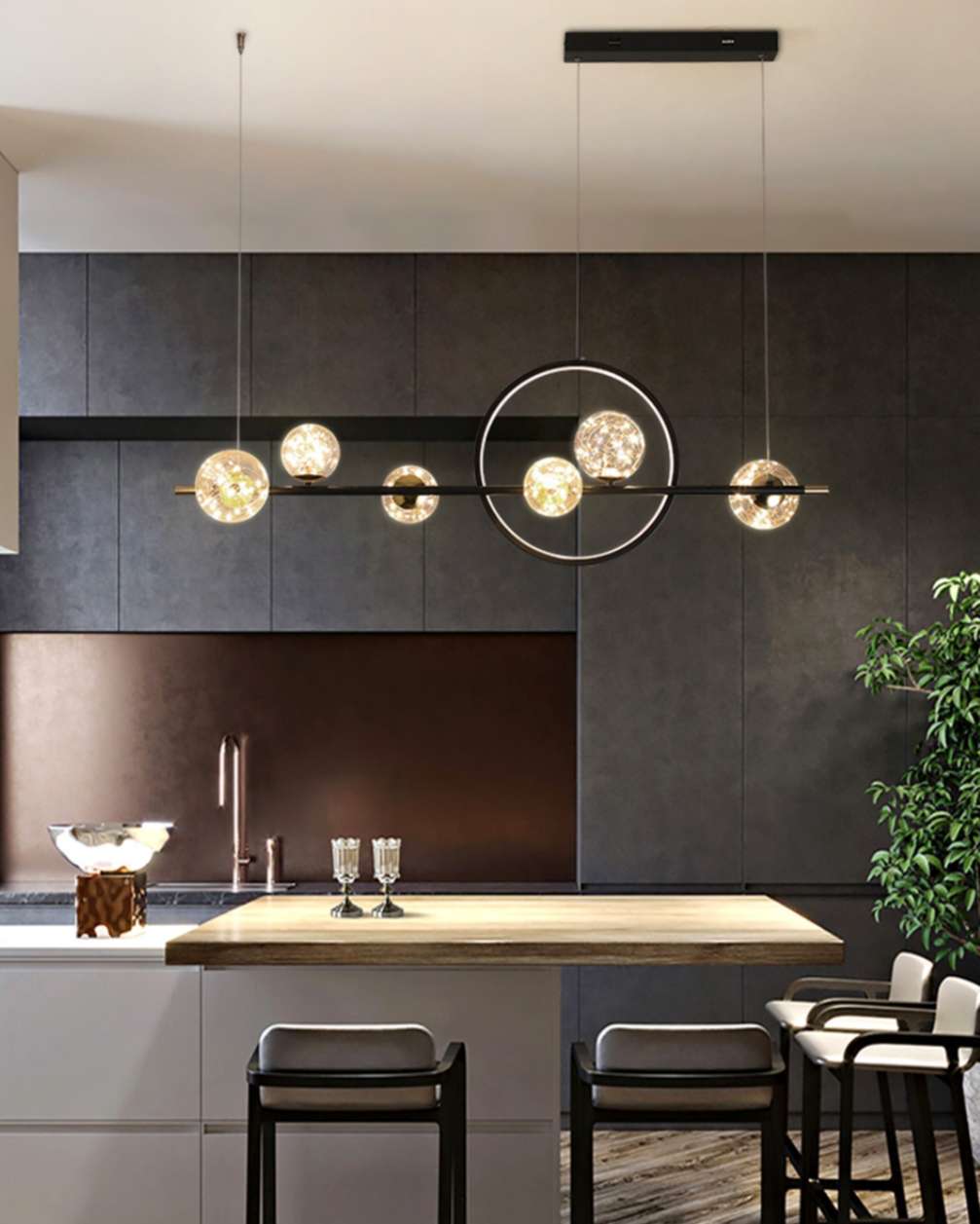 Ironwork restaurant matte spray painting Nordic IKEA chandelier 7 heads 0311-7 Specification image