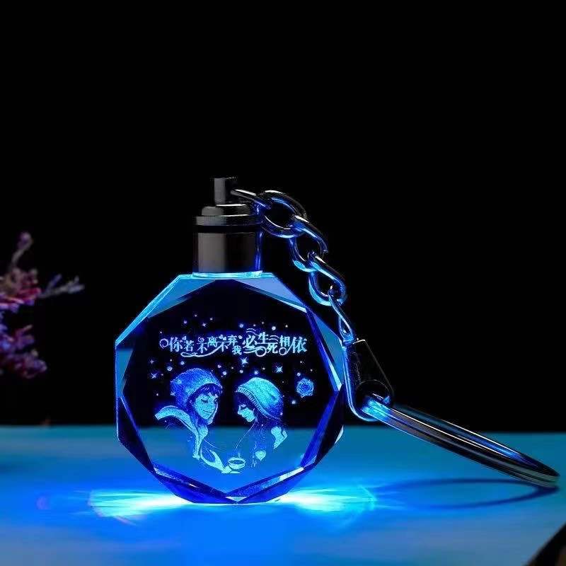 Crystal Diamond Shaped Seven Color Light Key Chain Pendant Application Scenario