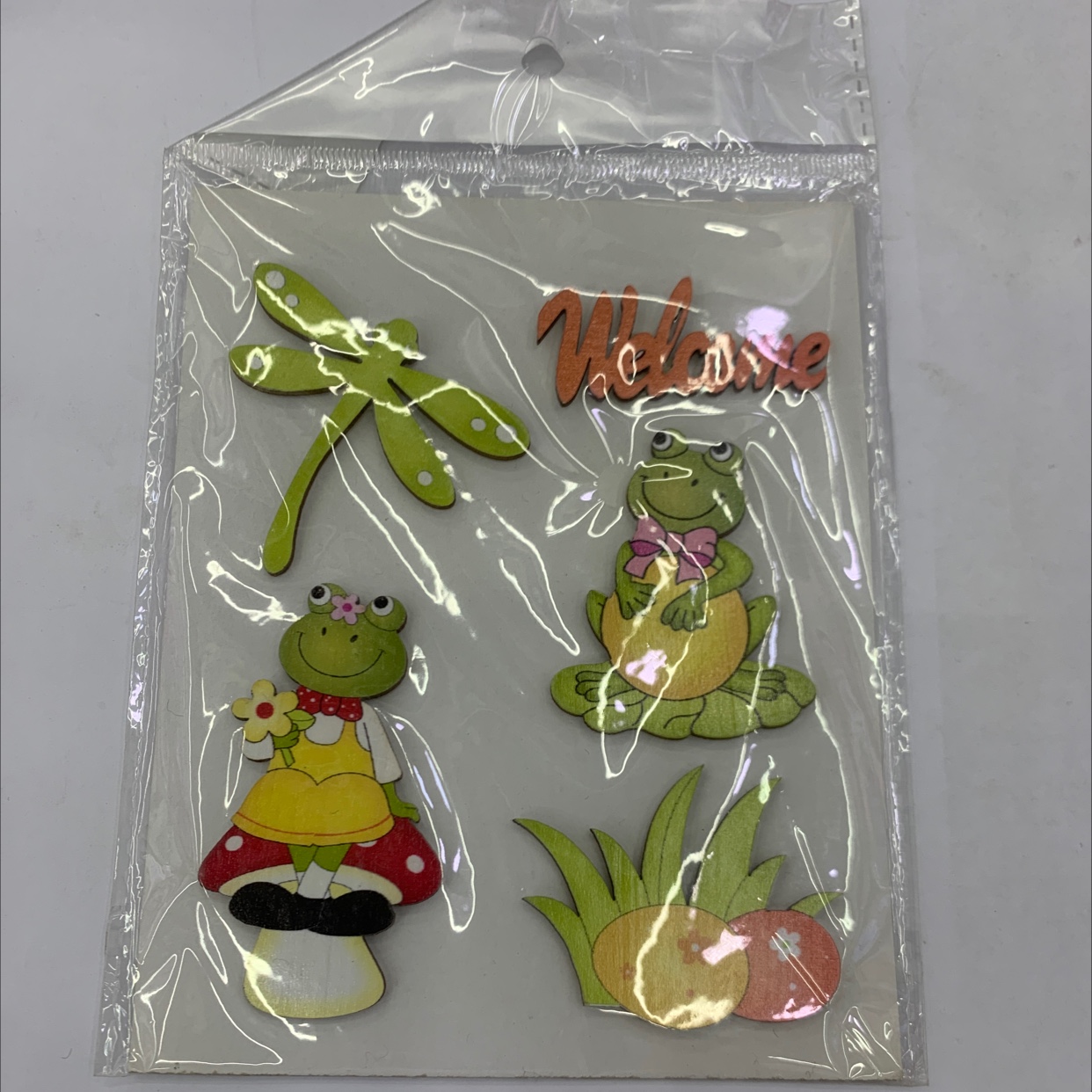 Five-piece set of small wooden pieces with glue for Easter DIY decoration gift 8