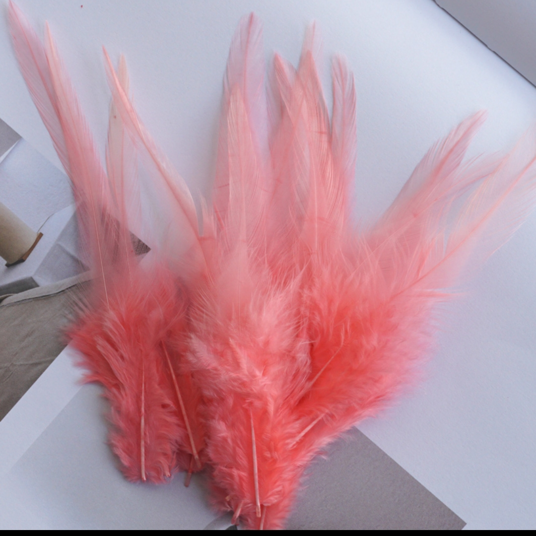 Chicken feather white tip 3-4 inch watermelon powder